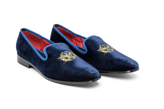 Blue Velvet Loafers for men