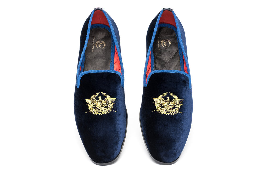 Blue Velvet Loafers for men