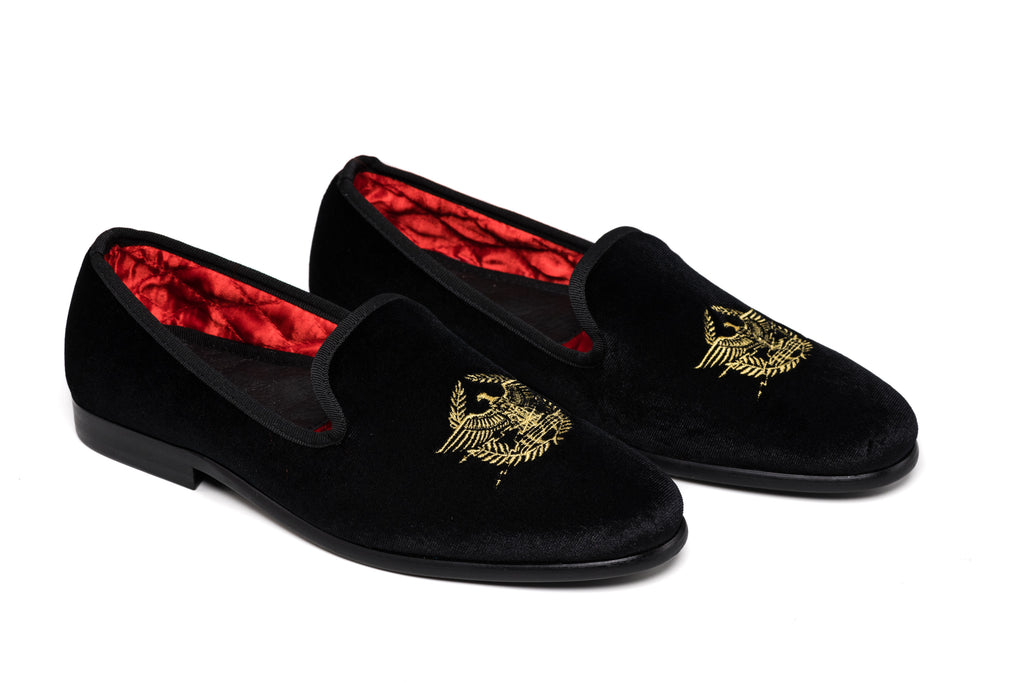 Women's Black Velour Loafers